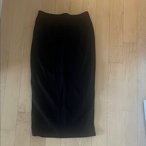 Black Bodycon Ribbed Midi Skirt